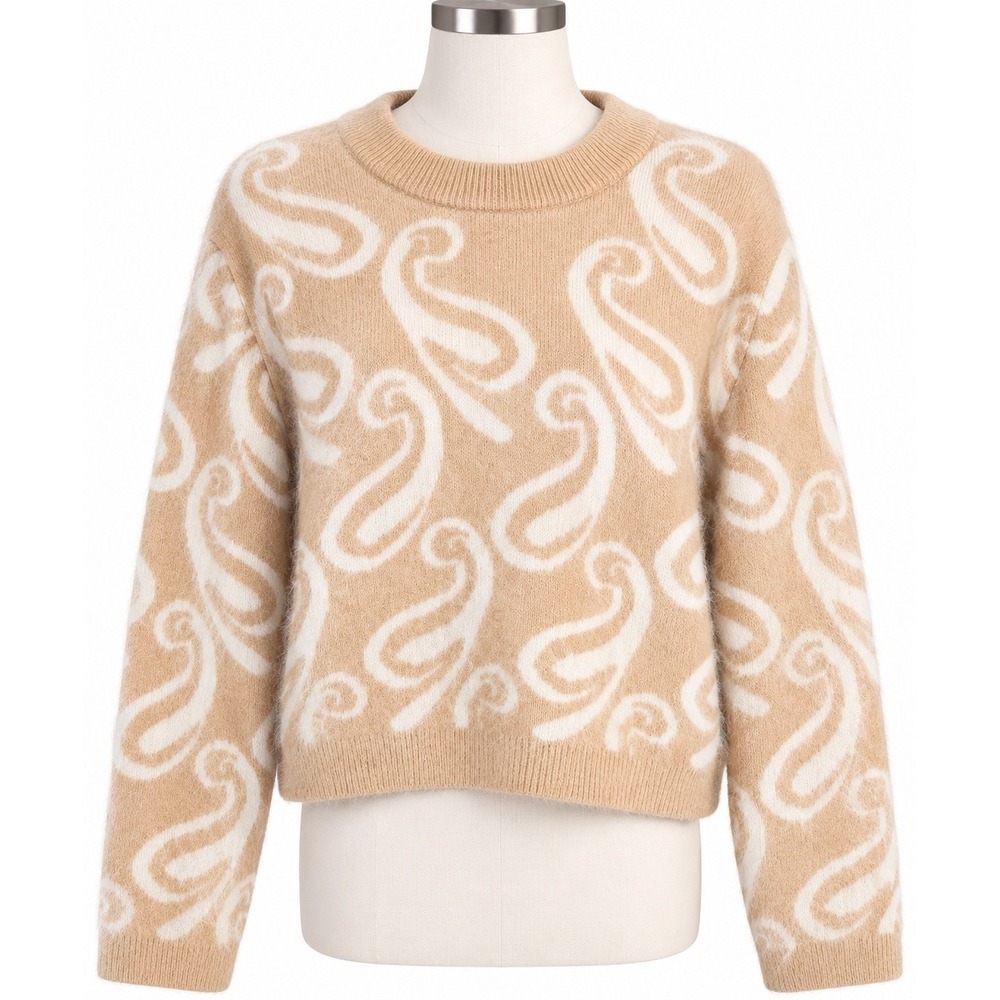 & Other Stories Stockholm Atelier Alpaca Wool Sweater Women's L Beige Paisley